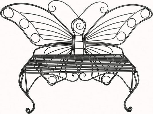 Unknown1 Antique Black Metal Butterfly Bench