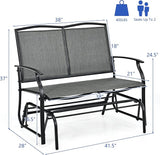 Giantex Patio Glider Benches for Outside, Swing Glider Chair with Steel Frame, 400 LBS Capacity, Patio Swing Rocker - Photo 3
