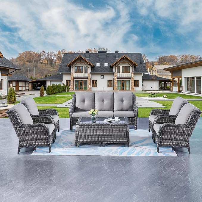 Rilyson Wicker Patio Furniture Chairs Set - 8 Piece Rattan Outdoor Patio Sectional Conversation Sets with Sofa - Photo 7