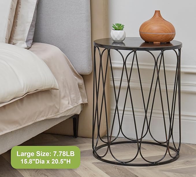 HFHOME Set of 3 Metal Outdoor Side Table, Nesting Round Coffee Table for Indoor Outdoor - Photo 3