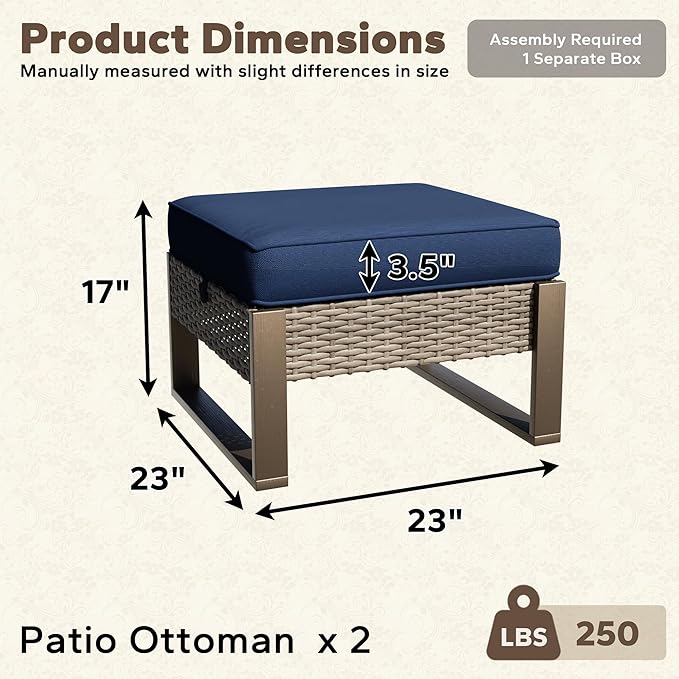 Patio Metal Wicker Ottoman Set of 2 - Photo 2