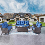 Rilyson Wicker Patio Furniture Set - 7 Piece Rattan Outdoor Sectional Conversation Sets with 2 Rocking Swivel Chairs - Photo 2