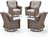 Patio Chairs Outdoor Swivel Glider - Set of 4 High Back Outside Brown Wicker Rattan Rocking Chair with Thick Cushion - Photo 1