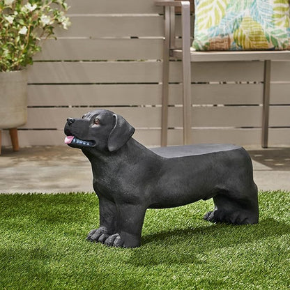 31” Black Dogs Bench, Dog Statue for Garden Front Porch, Patio, Park, Outside, Indoor, MGO, No Assembly (Dog)