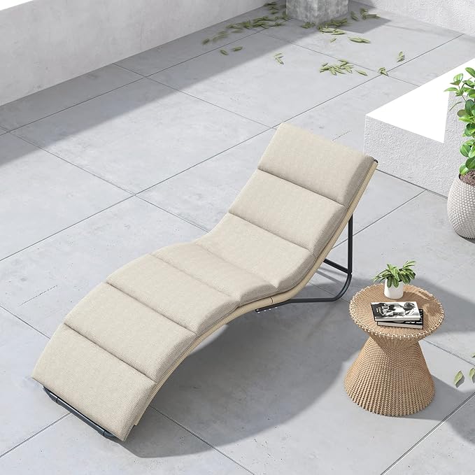 Grand patio Outdoor Chaise Lounge Sunbathing Chair Arc Lounger with Wicker Cushion Multipurpose Lounge Chair for - Photo 7