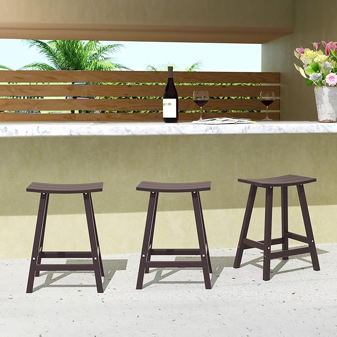 WestinTrends Malibu Malibu 24 Inch Counter High Saddle Stools (Set of 3), Dark Brown