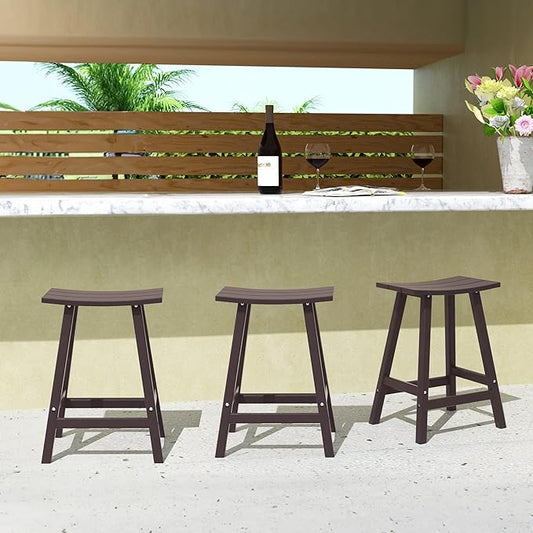 WestinTrends Malibu Malibu 24 Inch Counter High Saddle Stools (Set of 3), Dark Brown