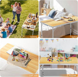 VINGLI 4FT White Folding Table with Carrying Handle Height Adjustable Lightweight Fold Up Portable for Indoor Outdoor - Photo 3