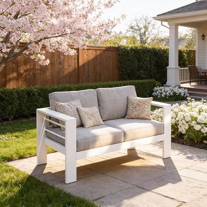 Kiss the Water Outdoor Patio Furniture Loveseat Sofa - Photo 1