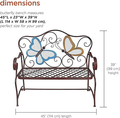 Alpine Corporation 45" x 23" Outdoor 2-Person Butterfly Garden Bench