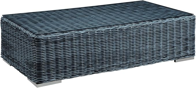 Modway Summon Wicker Rattan Outdoor Patio Coffee Table in Gray