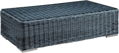 Modway Summon Wicker Rattan Outdoor Patio Coffee Table in Gray