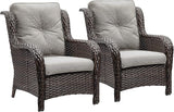 Rilyson Outdoor Wicker Patio Chairs Set of 2: Rattan Dining and Porch Chairs with High Back and Deep Seating - Photo 1