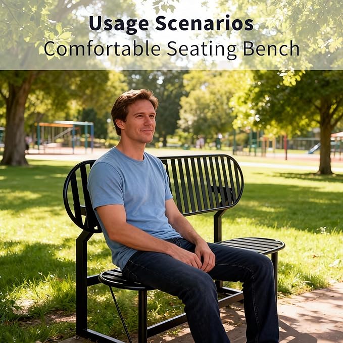 Convertible Bench, 2 in 1 Carbon Steel Picnic Table, Transforming Interchangeable Outdoor Table with Umbrella Hole - Photo 8
