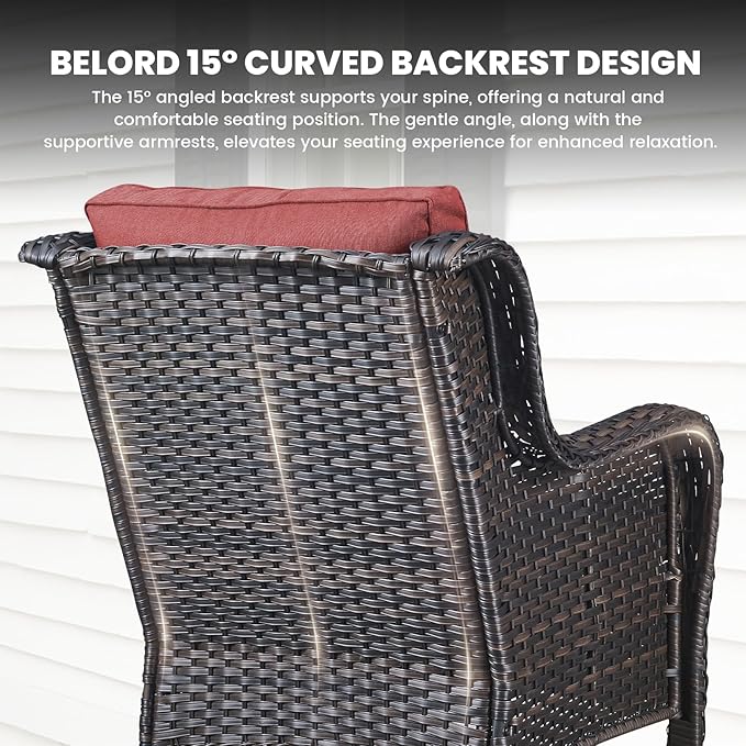 Belord Wicker Furniture 4 Pieces Outdoor Patio Furniture Set Patio Chairs with Ottomans Conversation Set for Porch - Photo 2