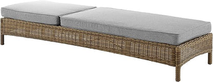 Crosley Furniture Bradenton Reclining Wicker Outdoor Chaise Lounge Chair for Patio, Deck, Backyard, Poolside, Weathered Brown with Gray Cushions