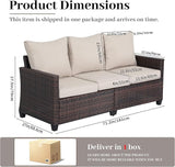 EortheX Outdoor Patio Sofa, 3-Seat Rattan Wicker Couch for Garden Deck or Porch - Photo 3