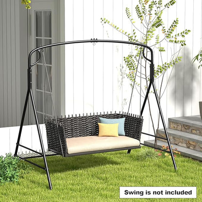 Tangkula Metal Swing Frame, Porch Swing Stand with Extra Side Bars, 3-Ring Design, Heavy Duty Swing Frame Outdoor for Swing, Hammock, A-Frame Swing Stand Frame Outdoor for Lawn, Garden, Backyard