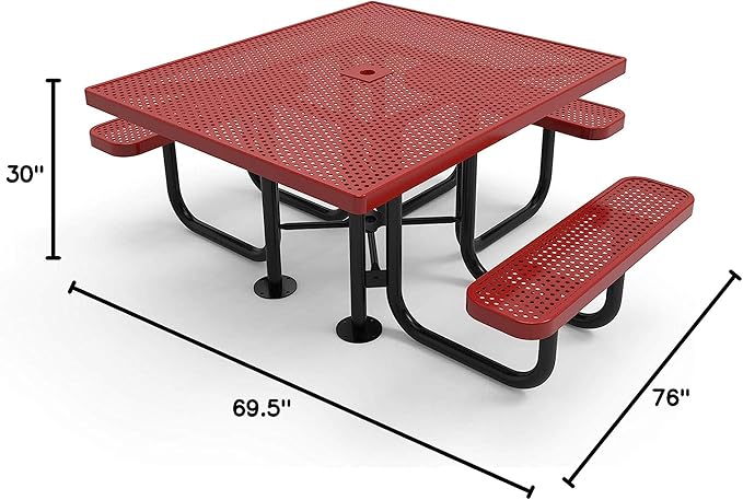 COATEDOUTDOORFURNITURE Coated Outdoor Furniture Heavy-Duty Portable ADA-Compliant Outdoor Picnic Table with Umbrella - Photo 2