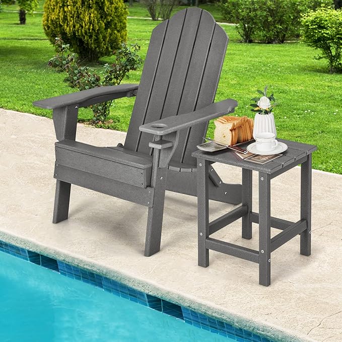 Tangkula Square Outdoor Side Table, Weather Resistant HDPE Adirondack Table - Photo 4