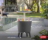 Keter Modern Cool Bar Outdoor Patio Furniture and Hot Tub Side Table with 7.5 Gallon Beer and Wine Cooler, Dark Grey - Photo 6