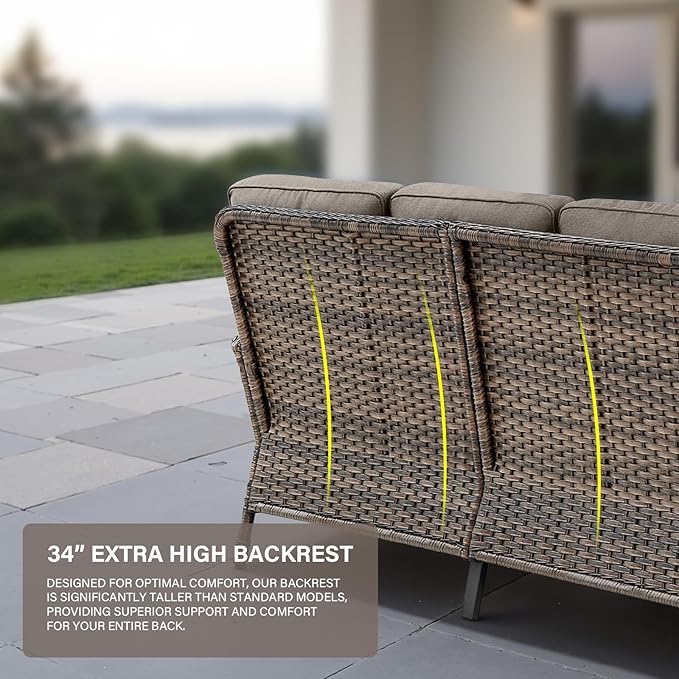 Belord 8 Pieces Patio Conversation Set with 43” Propane Fire Pit Table - Photo 5