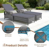 Tangkula Wicker Chaise Lounge Outdoor, Patio Rattan Reclining Chaise with 6-Gear Adjustable Backrest - Photo 7