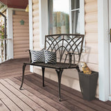 VINGLI 38" Outdoor Metal Bench, Cast Aluminium Garden Bench, Weatherproof Antique Finish Orchid Chair - Photo 8