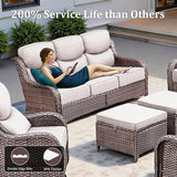 Luxury High Back Patio Furniture Set with 6-Inch Thick Cushions, 4-Pieces Outdoor Furniture with Swivel Chairs - Photo 6