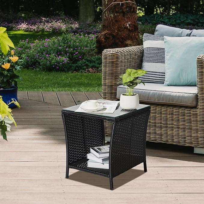 HomVent Patio Wicker Rattan Side Table - Photo 8