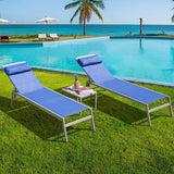 Domi Patio Chaise Lounge Set, Aluminum Pool Lounge Chairs with 5 Adjustable Position, Breathable Textilene Fabric - Photo 1