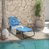 HAPPYGRILL 2PCS Foldable Beach Chaise Lounge Chair with Face Hole & Detachable Pillows - Photo 2