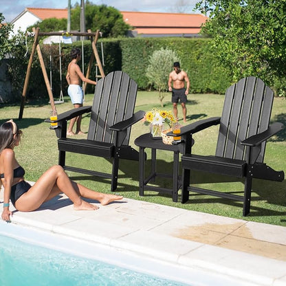 Giantex Set of 2 Adirondack Chair Outdoor Fire Pit Chairs, HDPE Weather Resistant Patio Chair for Campfire,Deck, Garden, Yard, Lawn Furniture Porch and Lawn Seating Composite Chairs