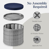 Best Choice Products Round Wicker Ottoman, Multipurpose Outdoor Furniture for Patio, Backyard, Additional Seating - Photo 7
