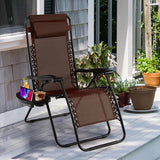 Goplus Zero Gravity Lounge Chairs, 160°Adjustable Folding Recliner w/Pillow and Cup Holder - Photo 9