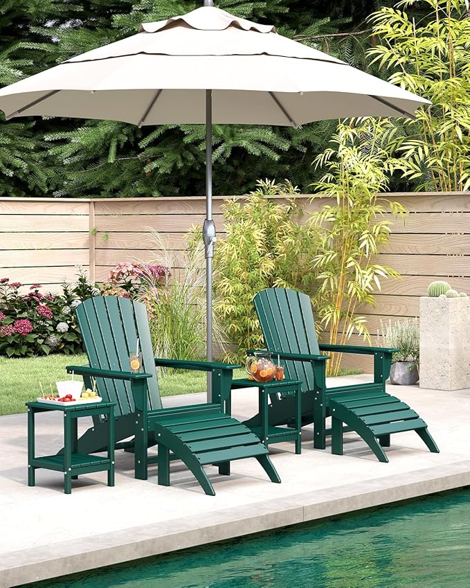 BRIOPAWS Adirondack-Chair | Fire Pit Chair | Oversized | HDPE Plastic | Weather Resistant | for Deck Outdoor Poolside Campfire | Forest