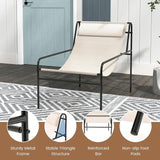 Giantex Patio Sling Lounge Chair, Modern Sling Accent Chair with Removable Headrest Pillow, Heavy-Duty Metal Frame - Photo 4