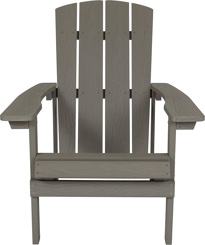 Flash Furniture Charlestown Poly Resin Adirondack Chair - Gray - All Weather - Indoor/Outdoor - Set of 4 - Photo 9