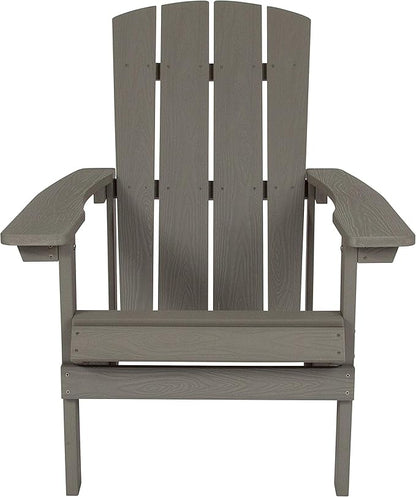 Flash Furniture Charlestown Poly Resin Adirondack Chair - Gray - All Weather - Indoor/Outdoor - Set of 2