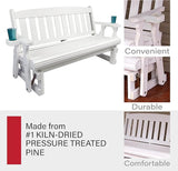 Amish Heavy Duty 800 Lb Mission Pressure Treated Porch Glider with Cupholders (4 Foot, Semi-Solid White Stain) - Photo 6