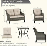 5 Piece Patio Furniture Set, 2-Seater Loveseat, 2 Chairs and 2 Side Tables - Photo 2