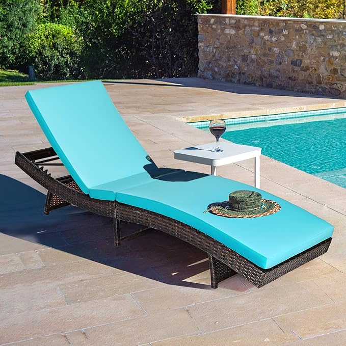 Tangkula Outdoor Folding Chaise Lounge, Rattan Patio Lounge Chair with Removable Thick Cushion, 5 Adjustable Levels - Photo 2