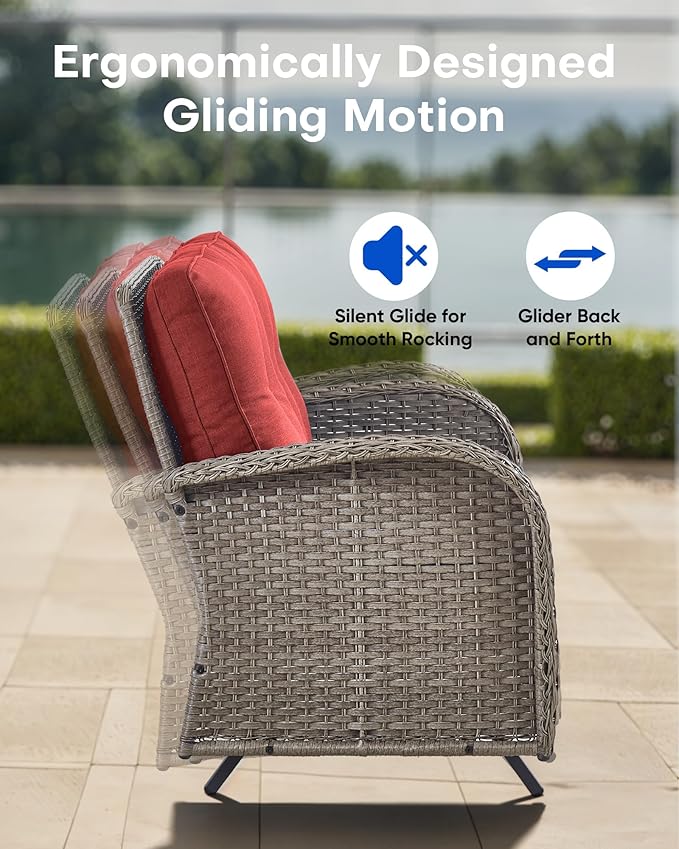 6 Pieces Patio Wicker Furniture Set-Outdoor Swivel Chairs Set of 2 Outdoor Glider Love seat with Outdoor Footstool - Photo 4