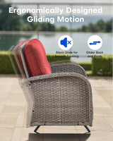 6 Pieces Patio Wicker Furniture Set-Outdoor Swivel Chairs Set of 2 Outdoor Glider Love seat with Outdoor Footstool - Photo 4