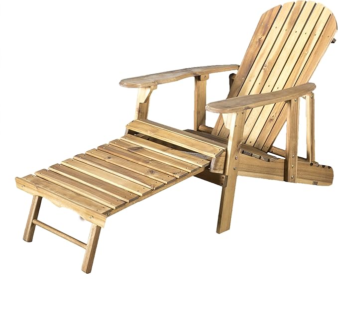 Christopher Knight Home Hayle Reclining Wood Adirondack Chair with Footrest, Natural Stained