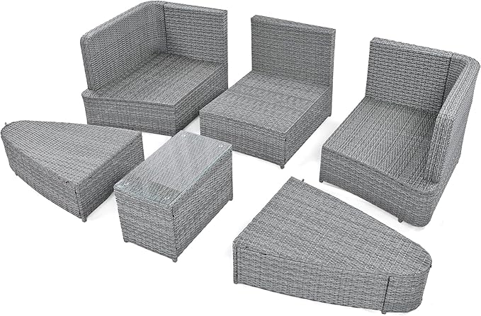 Quarte 6-Piece Patio Outdoor Conversation Round Sofa Set - Photo 9
