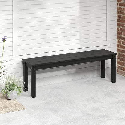 Giantex 55" HDPE Outdoor Bench, 2-3 People Weatherproof Backless Patio Garden Bench with 750 Lbs Capacity, Fade Resistant Outside Seating Furniture, Loveseat for Porch, Yard, Park (2,Black)