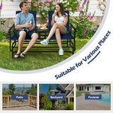 Tangkula 2 Person Swing Glider Chair, Patio Rocking Loveseat w/Center Tempered Glass Table - Photo 9