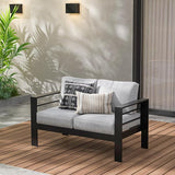Wisteria Lane Patio Furniture Aluminum Loveseat, All-Weather Outdoor 2 Seats Sofa Couch - Photo 1