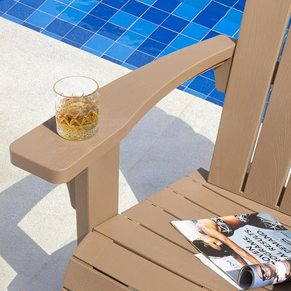 NUU GARDEN Folding Adirondack Chair, Plastic Fire Pit Chairs, Patio Chair Weather Resistant, Outdoor Chairs, Lawn Chair with Widened Armrests, for Deck, Outdoor, Backyard, Garden, Champagne